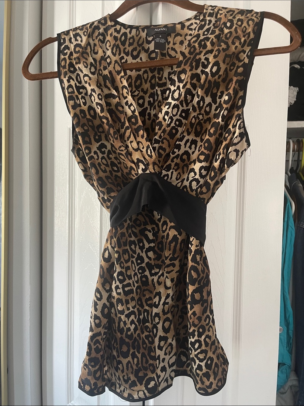 Alfani Leopard-Print 100% Silk Top